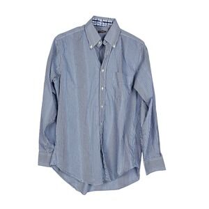 J.McLaughlin Mens Shirt M Gingham Checked  Blue White Contrast Cuffs